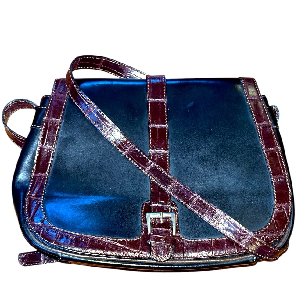 Focus Paris crossbody purse black brown crocodile genuine leather quiet luxury